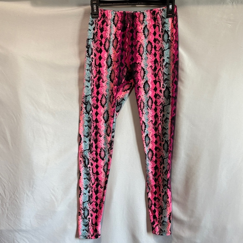 No Boundaries Pink and Blue Snake Print Leggings